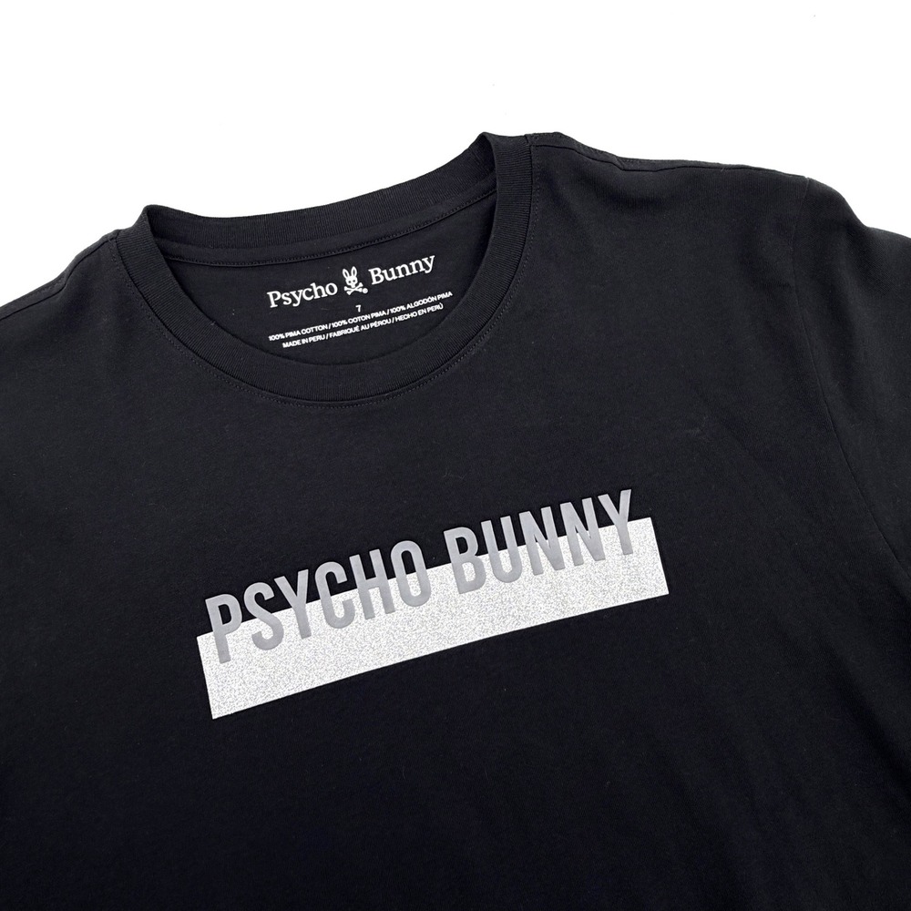 Psycho Bunny Brookport Graphic Tee Mens XL Black NEW Pima Cotton B6U362E200
